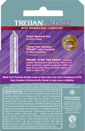 Trojan® Ultra-Thin Condoms With Spermicidal Lubricant Perspective: back