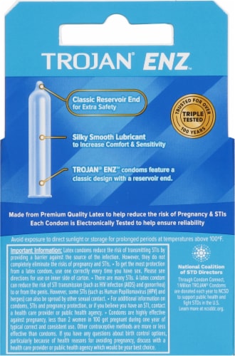 Trojan® ENZ™ Classic Reservoir End Lubricated Latex Condoms Perspective: back