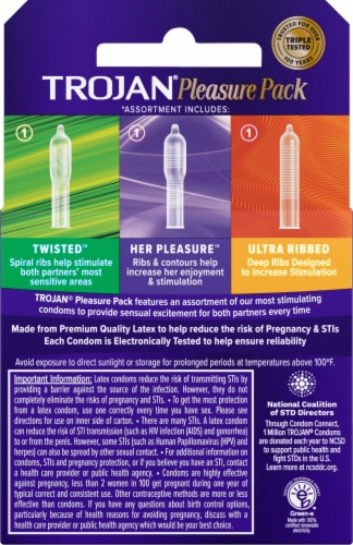 Trojan® Lubricated Latex Condoms Pleasure Pack Perspective: back