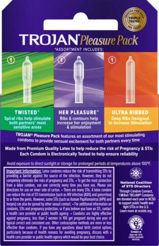 Trojan® Lubricated Latex Condoms Pleasure Pack Perspective: back