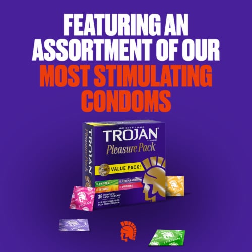 Trojan Pleasure Pack Condoms Assorted Latex Condoms Perspective: back