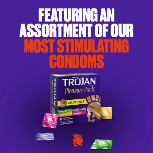 Trojan Pleasure Pack Condoms Assorted Latex Condoms Perspective: back