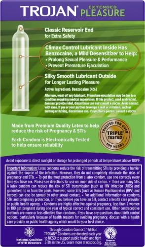 Trojan Extended Pleasure Climax Control Lubricated Latex Condoms Perspective: back
