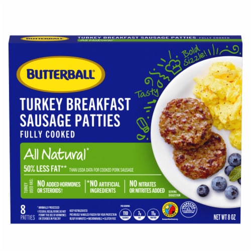 Butterball All Natural Turkey Breakfast Sausage Patties, 8 Patties Perspective: back