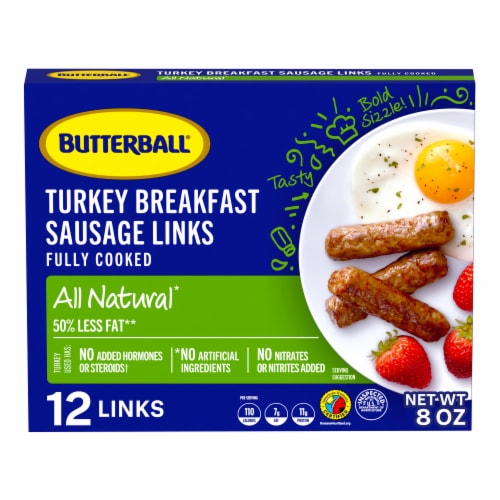 Butterball All Natural Turkey Breakfast Sausage Links, 12 Links Perspective: back