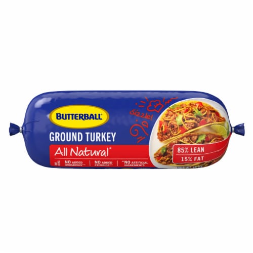 Butterball All Natural Fresh Ground Turkey, 85%/15%, 16oz Roll Perspective: back
