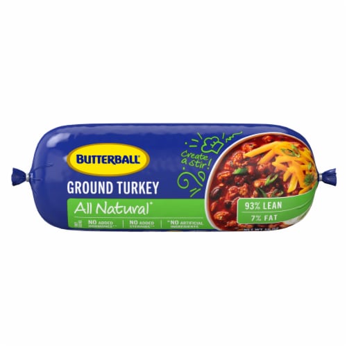 Butterball All Natural Fresh Ground Turkey, 93%/7%, 16oz, 1 Roll Perspective: back