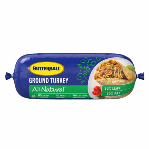 Butterball All Natural Fresh Ground Turkey, 90%/10%, 16oz, 1 Roll Perspective: back