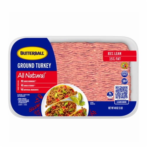 Butterball All Natural Fresh Ground Turkey, 85%/15% Perspective: back