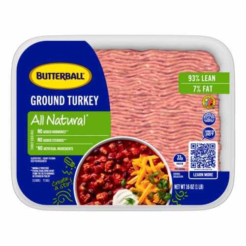 Butterball All Natural Fresh 93/7 Ground Turkey - 1lb Perspective: back