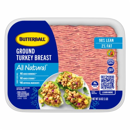 Butterball All Natural Fresh Ground Turkey, 98%/2% Perspective: back