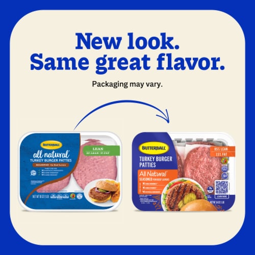 Butterball All Natural Fresh 85/15% Lean Turkey Burger Patties – Seasoned for Beef Lovers 16 oz Perspective: back