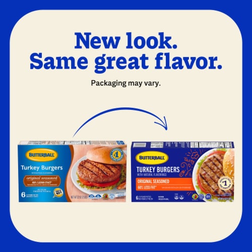 Butterball Frozen Turkey Burgers, Original Seasoned, 1/3 lb Patties, 6 Count/2 lbs Perspective: back