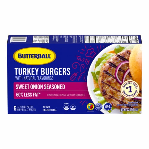Butterball Frozen Turkey Burgers, Sweet Onion Seasoned, 1/3 lb Patties Perspective: back