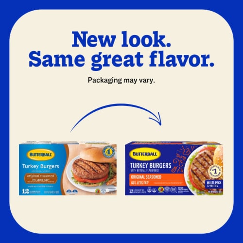 Butterball Frozen Turkey Burgers, Original Seasoned, 1/3 lb Patties, 12 Count/4 lbs Perspective: back