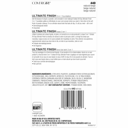 CoverGirl Outlast All-Day 440 Natural Beige Ultimate Finish Foundation Perspective: back