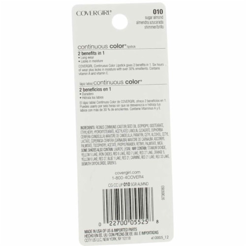 CoverGirl Continuous Color 010 Sugar Almond Lipstick Perspective: back