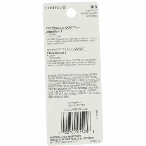 CoverGirl Continuous Color 010 Sugar Almond Lipstick Perspective: back