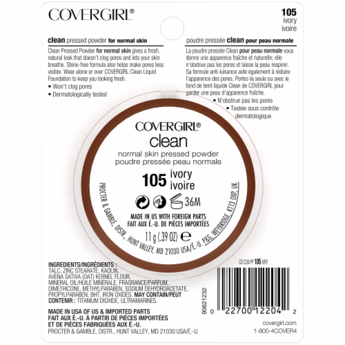 CoverGirl Clean 105 Ivory Normal Skin Pressed Powder Perspective: back