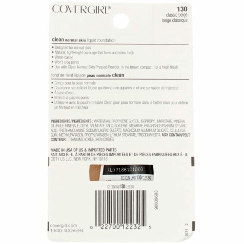 CoverGirl Clean Liquid Foundation - Classic Beige 130 Perspective: back