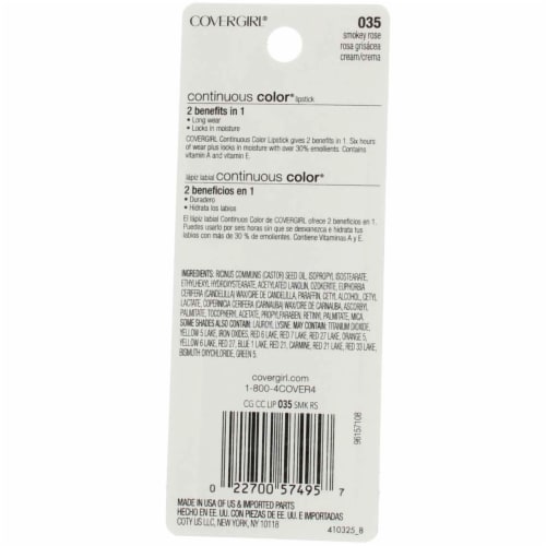 CoverGirl Continuous Smokey Rose Color Lipstick Perspective: back
