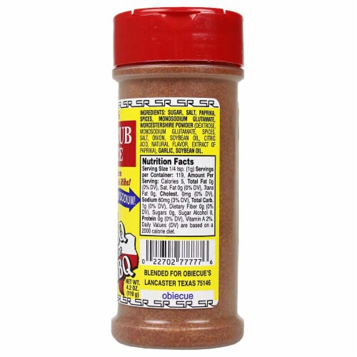 Obie Cue's Sweet Rub BBQ Spice Poultry Pork Ribs Low Sodium Gluten Free 4.2 Oz Perspective: back