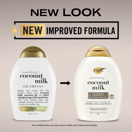 OGX Nourishing + Coconut Milk Shampoo, Hydrating & Restoring, Paraben-Free Perspective: back