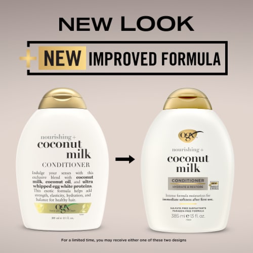 OGX Nourishing + Coconut Milk Conditioner ,Hydrating & Restoring, Paraben-Free Perspective: back