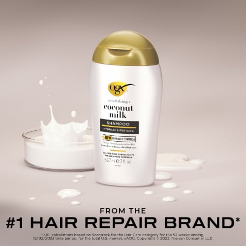 OGX Nourishing + Coconut Milk Moisturizing Hair Shampoo, TSA-Compliant Travel Size Perspective: back