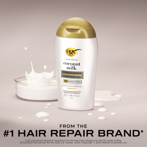 OGX Nourishing + Coconut Milk Moisturizing Conditioner, TSA-Compliant Travel Size Perspective: back