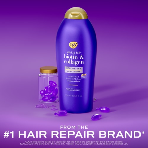 OGX Thick & Full + Biotin & Collagen Volumizing Conditioner, Nutrient-Infused Perspective: back