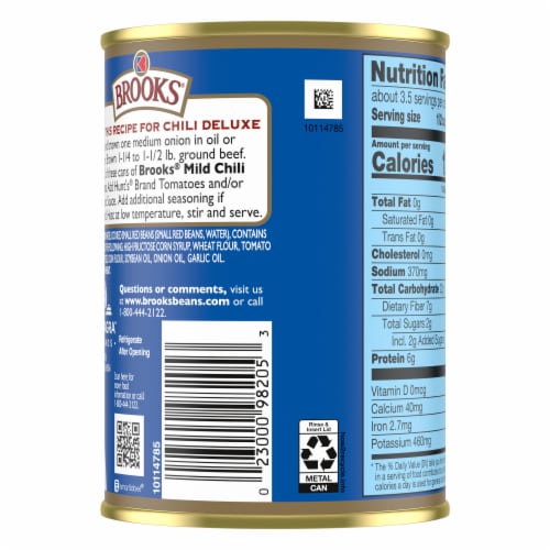 Brooks Chili Beans Canned Red Beans In Chili Sauce Mild Flavor Perspective: back