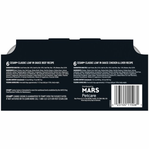 Cesar Canine Cuisine Beef and Chicken & Liver Recipe Wet Dog Food Variety Pack Perspective: back