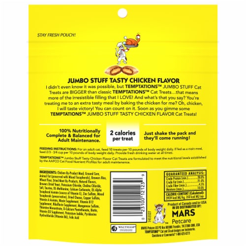Temptations™ Jumbo Stuff Tasty Chicken Flavor Cat Treats Pouch Perspective: back