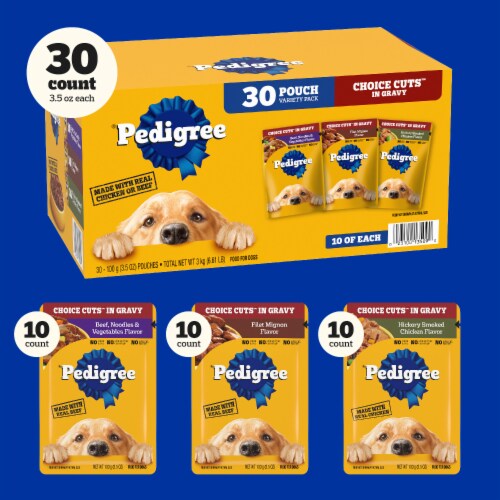 Pedigree Choice Cuts In Gravy Soft Wet Dog Food Pouch Chicken Filet Mignon & Beef Variety Pack Perspective: back