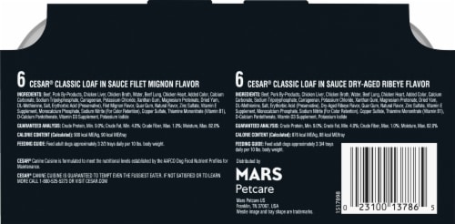 Cesar Butcher's Selects Filet Mignon and Dry-Aged Ribeye Flavors Wet Dog Food Perspective: back