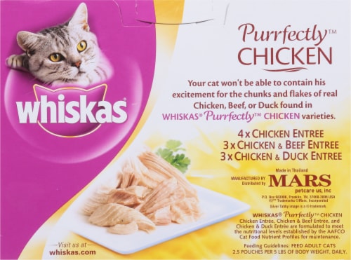 Whiskas Purrfectly Chicken Wet Cat Food Variety Pack Perspective: back