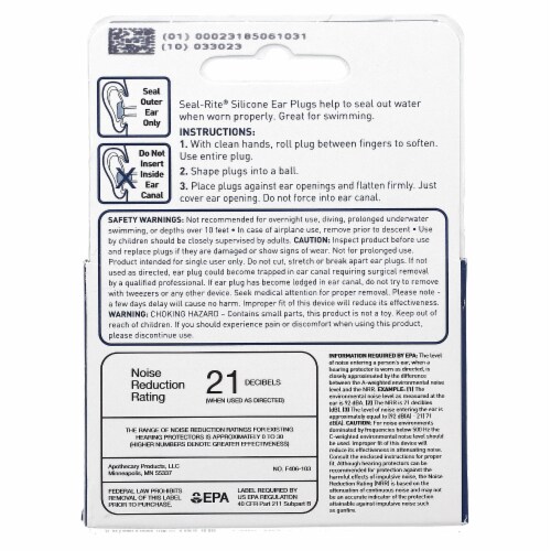 Flents® Protechs Seal-Rite Silicone Ear Plugs - 3 Pair + Case Perspective: back