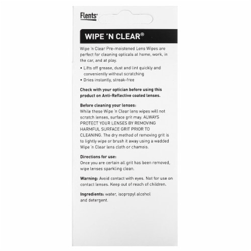 Flents® Wipe-n-Clear® Pre-Moistened Lens Wipes Perspective: back