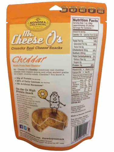 Mr. Cheese O's Gluten Free Cheddar Cheese Snack Perspective: back