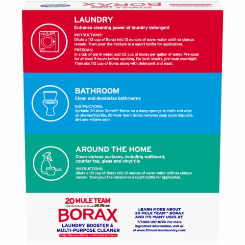 20 Mule Team All Natural Borax Laundry Detergent Booster & Multi-Purpose  Household Cleaner, 65 Ounce