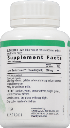 Kyolic Garlic Cardiovascular Formula Capsules Perspective: back