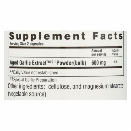 Kyolic  Aged Garlic Extract™ Vegetarian Cardiovascular Formula 100 Vegetarian Capsules Perspective: back