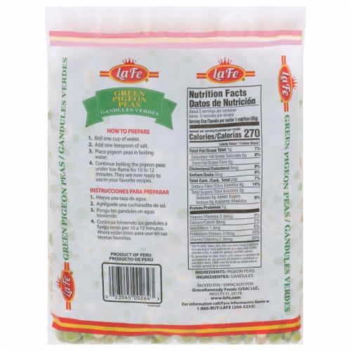 La Fe® Green Pigeon Peas Perspective: back