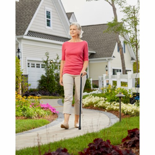 Carex Round Handle Wooden Walking Cane With Rubber Tip - Black Perspective: back