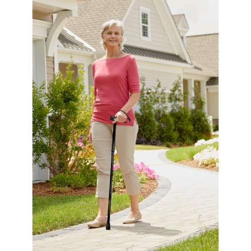 Black Adjustable Folding Walking Stick 