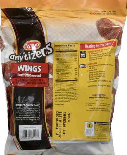 Tyson Any'tizers Honey BBQ Seasoned Wings Perspective: back