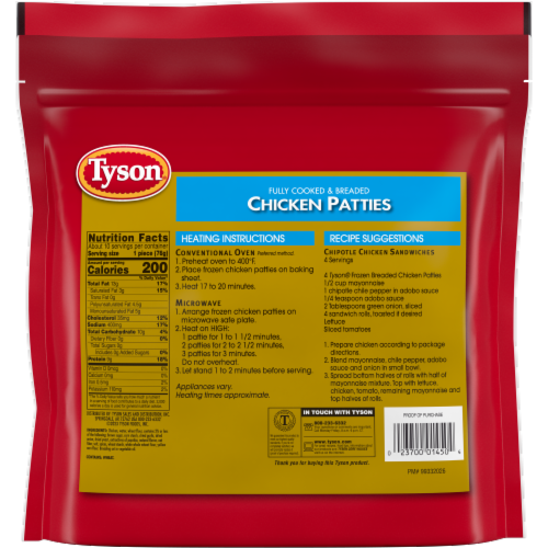 Tyson® Fully Cooked Chicken Patties Perspective: back