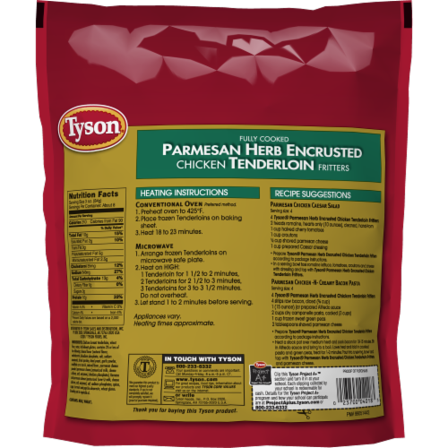 Tyson® Fully Cooked Parmesan Herb Crispy Frozen Chicken Strips Perspective: back