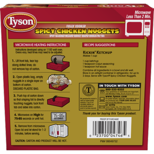 Tyson All Natural Spicy Chicken Nuggets Perspective: back